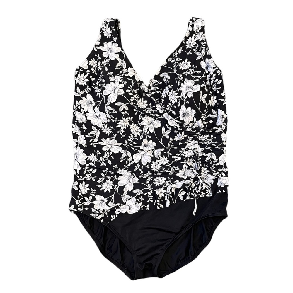 Great Lengths Swimsuit Sprigs And Blooms Floral Ruffled Surplice One Piece 20 - Picture 2 of 6